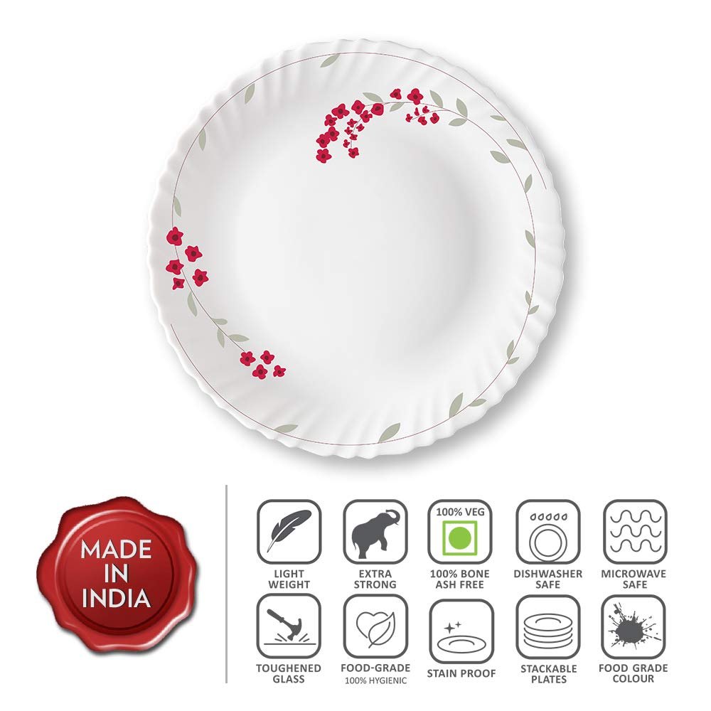 opelware red lilly Borosil Dinner Plates, For hotel, Size: 11