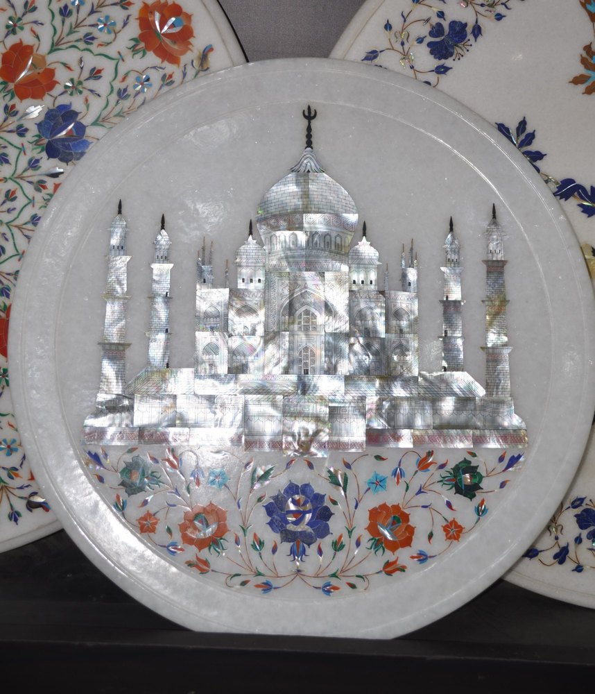 Marble Inlay Taj Mahal Decorative Plates