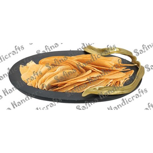 Safina Handicrafts Iron WD-9225-GP Serving Plate, Packaging Type: Box