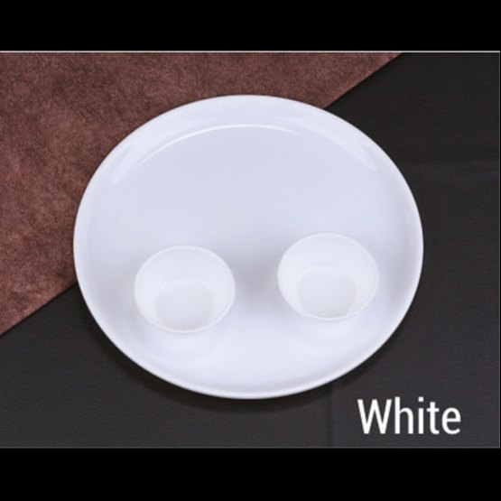 White Plastic Plain Round Dish Set Plate