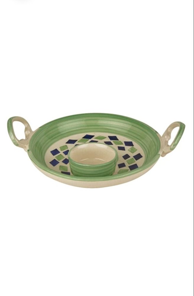 Ceramic Green Snack Plate Bowl, Packaging Type: Box
