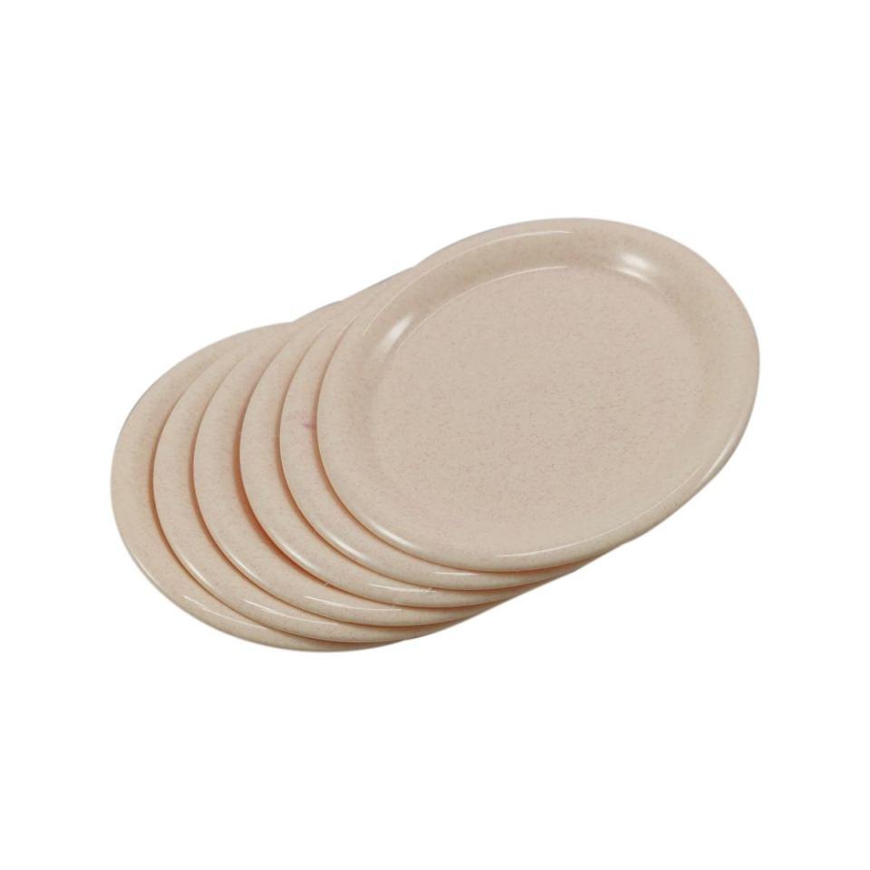 White and Red Round Big Plastic Popular Dinner Plate, For Hotel