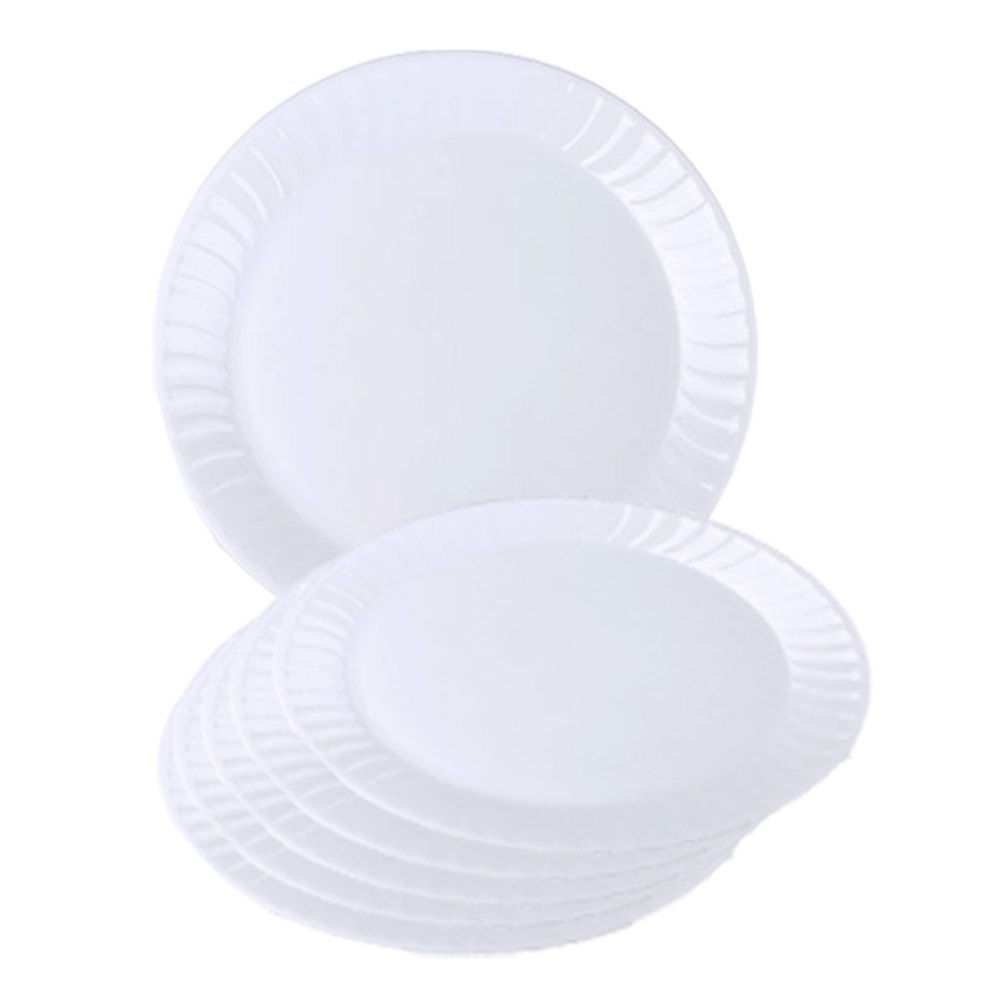 Fiber MEHUL Microwave Safe 7\'\'Q. Round Snack Plate Set, 6 Pcs (Morel White)