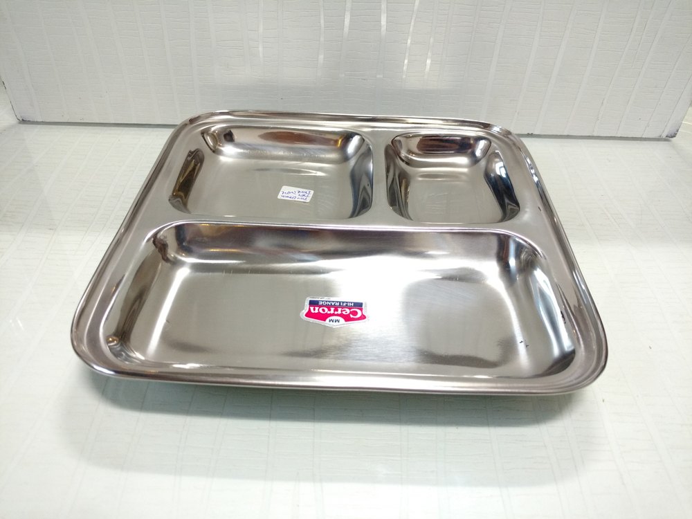 Rectangular SS Compartment Breakfast Plate