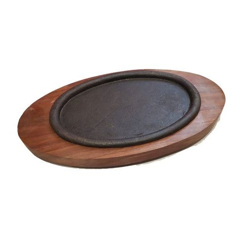 Brown & Black Round Jumbo Wood Sizzler, For Restaurant