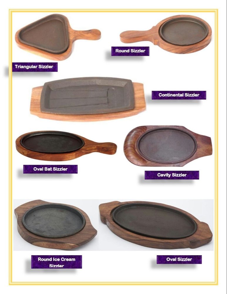 Wood and Metal Many Sizzler Plates, Size: Multiple