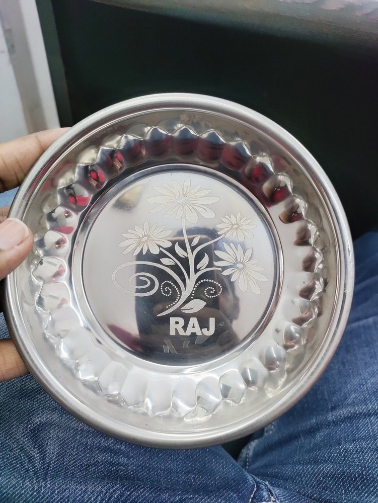 Silver Round Stainless Steel Pudding Plate, For Kitchen