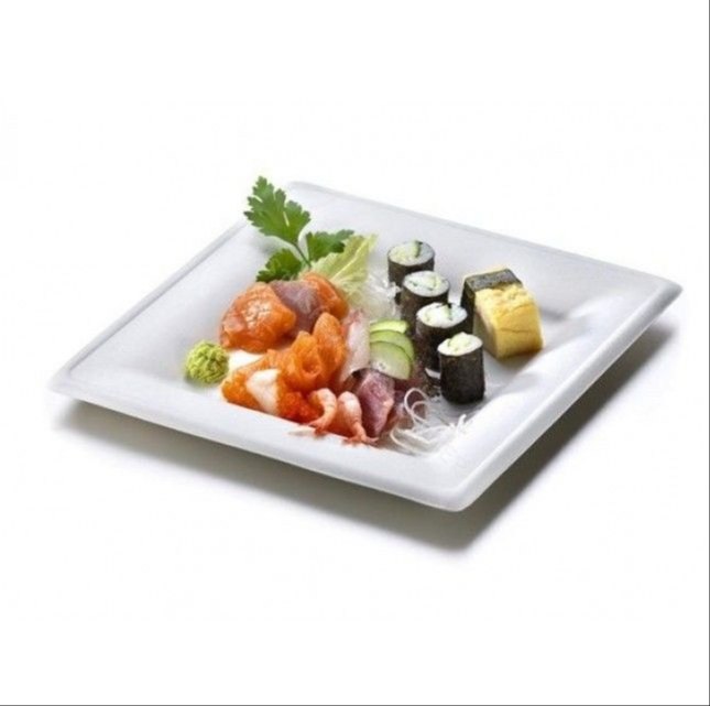 EcoRev Sugarcane Fiber 7 Inch Square Plate for Events & Party Supplies