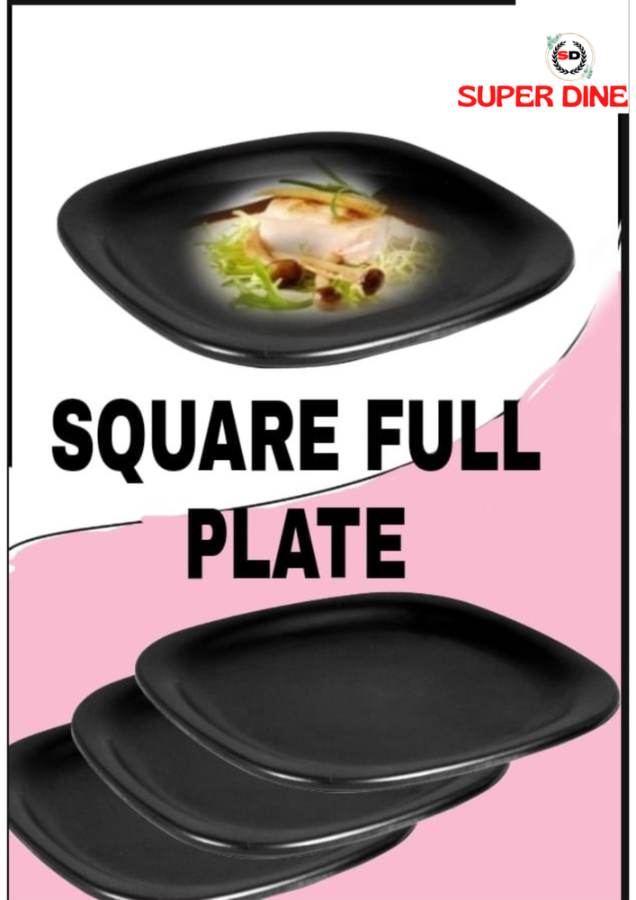SUPER DINE BLACK SQUARE FULL PLATE OF MALEMINE, For HOTEL &RESTAURANT, Size: 11\'\'