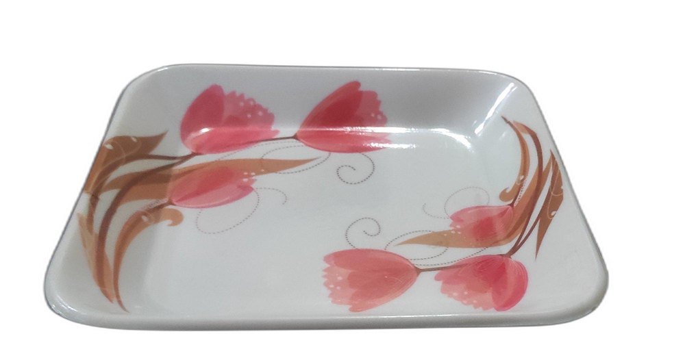 Printed 7x7 Inch Square Melamine Chapati Serving Plate