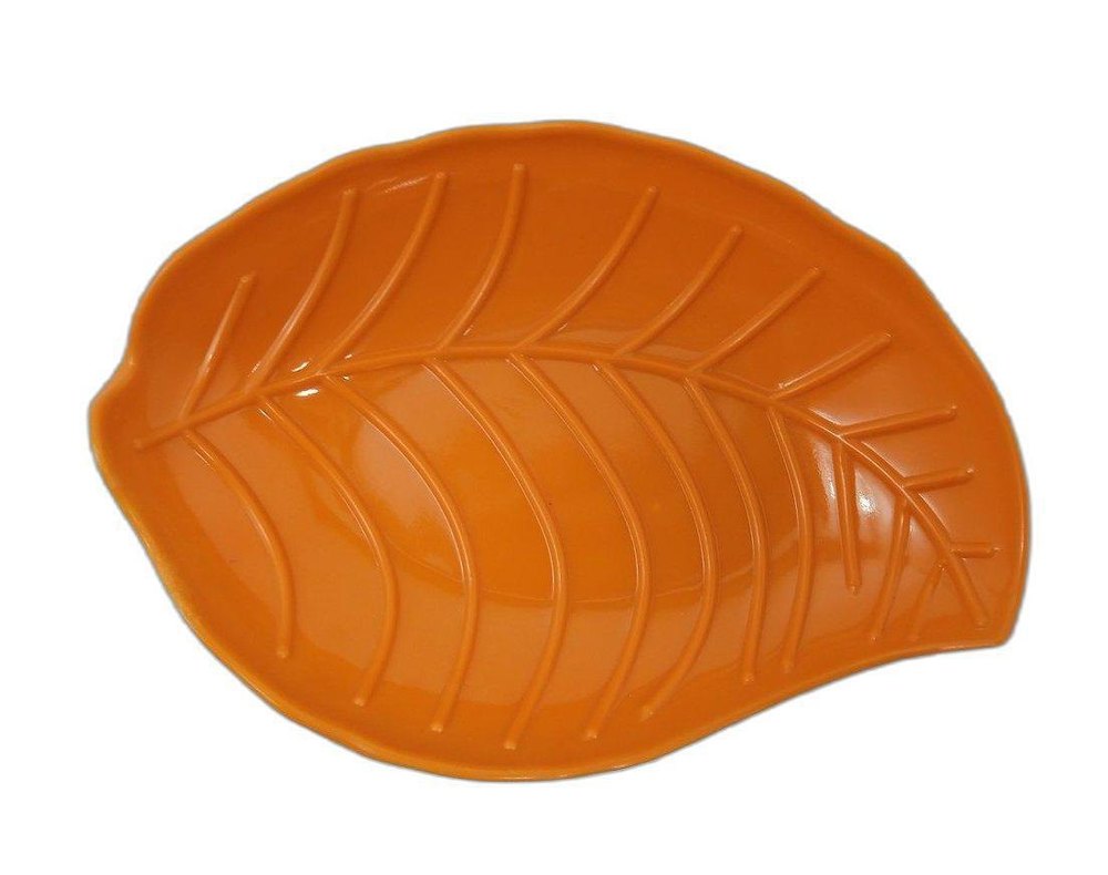 Plain Orange Leaf Shape Melamine Serving Plate, For Hotel, Size: 7x13 Inch