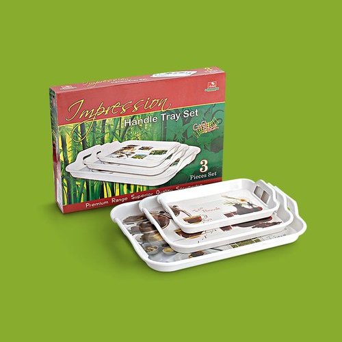 Impression Handle 3 Piece Melamine Serving Plate Set