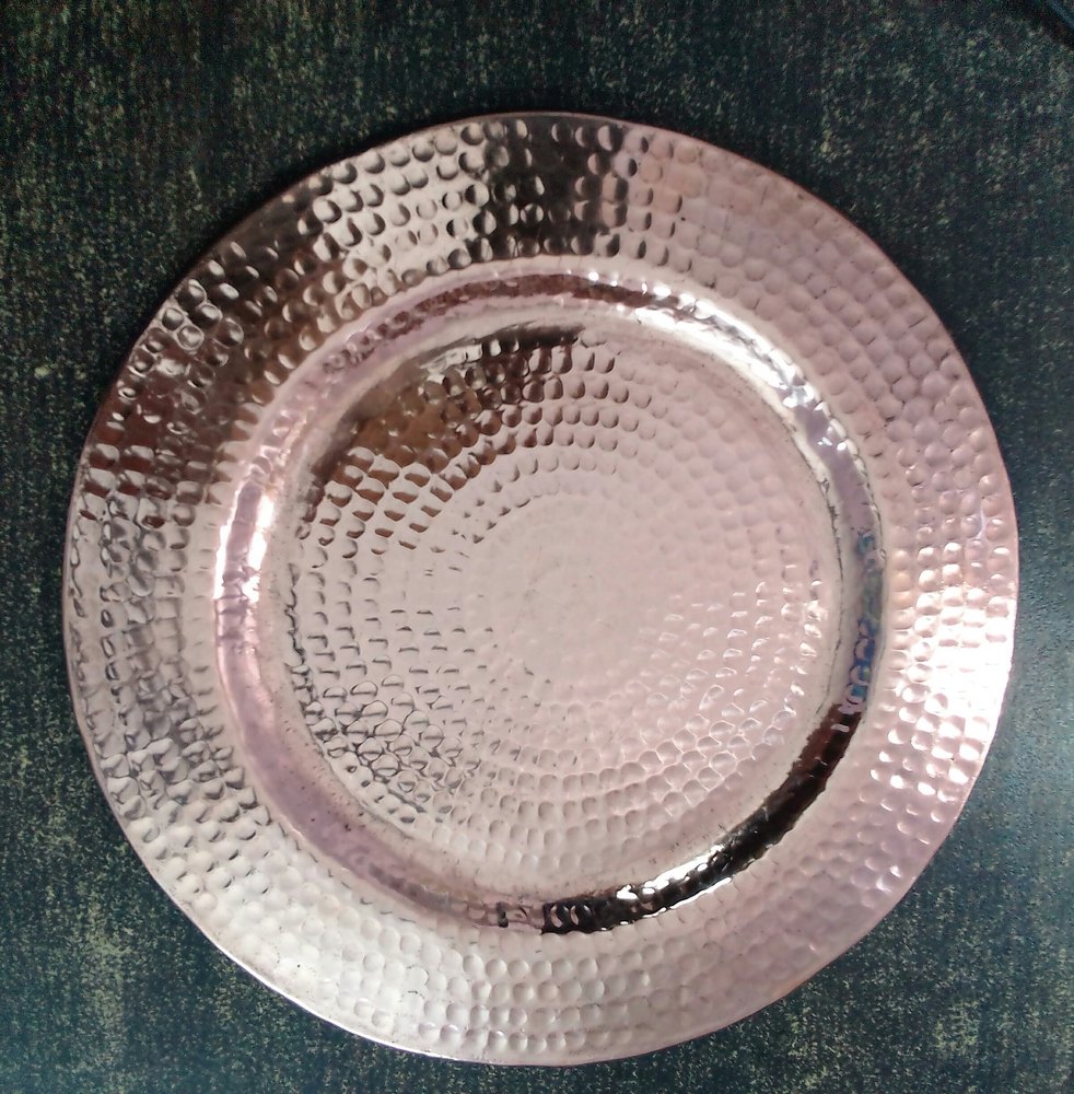 Silver Hammered Copper Charger Plate, Thickness: 1-3 Mm