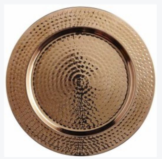 Sarwat International Golden Round Hammered Charger Plate
