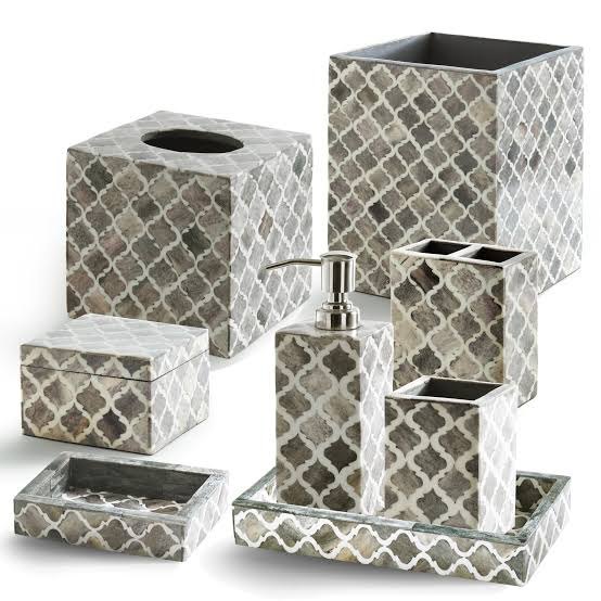 Garud Enterprises Rectangular Modern Bone Inlay Tray Set