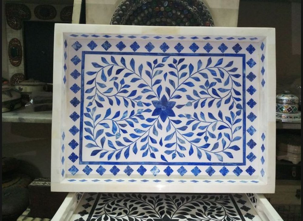 Sarte International Multicolor Bone Inlay tray, For Decoration