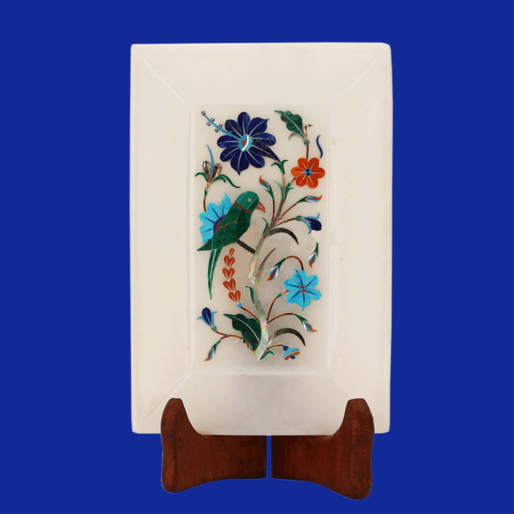 White Decorative Marble Inlay Decor Tray