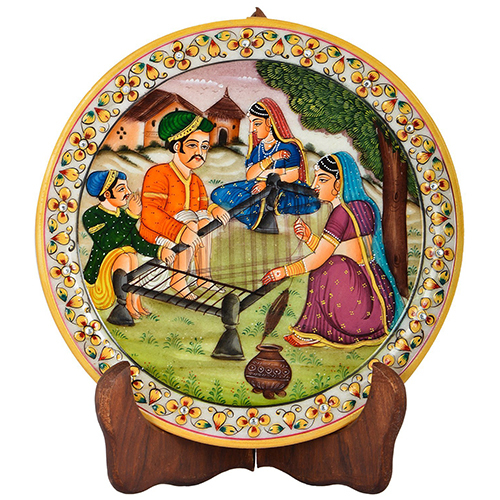 Multicolor Hand Painted Marble Plate