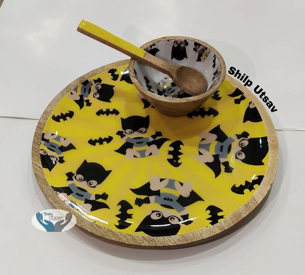 Shilp Utsav Round Hand Painted Plate, Size: Plate- 10 Bowl- 3.5 Spoon- 5