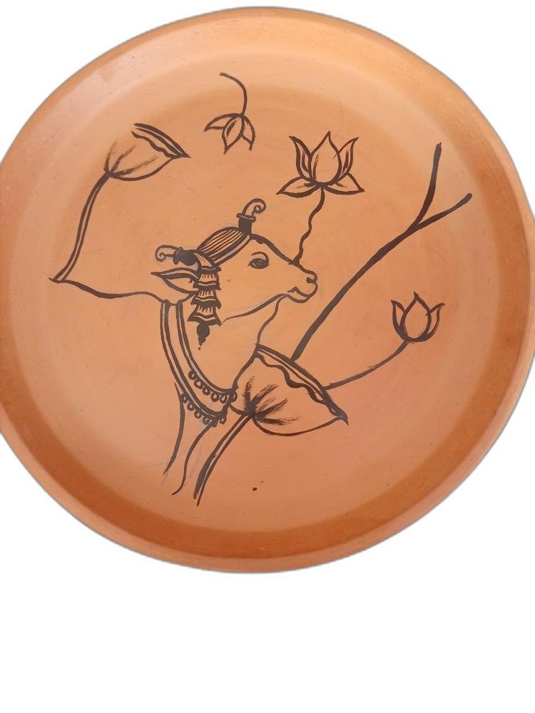 Clay Brown Hand Painted Wall Plates, Size: 11 Inch