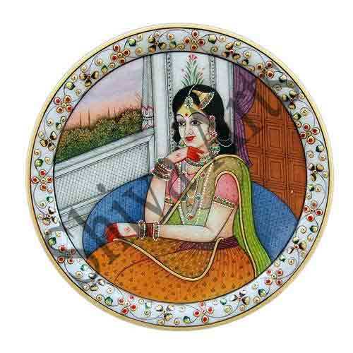 Hand Painted Lady Marble Plate