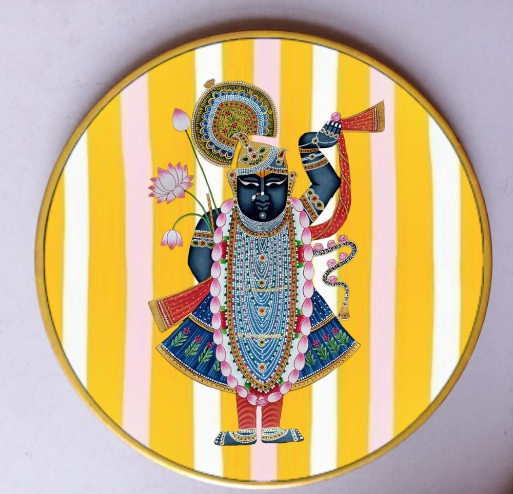 Acrylic God Image Wooden Handpainted Plates Decorative Art, Size: 8 Inches