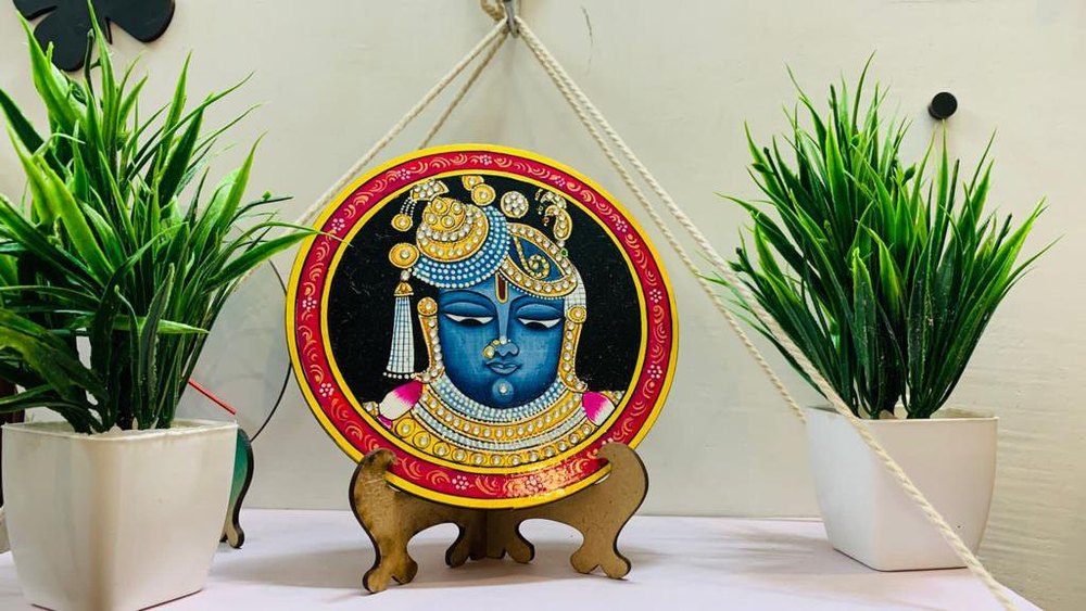 Naraniya Creation Multicolor Wooden Hand Painted Plate, Size: 4inch (diameter)
