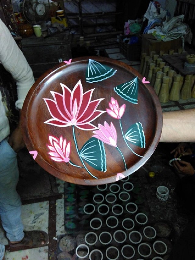 MAH Wood Wooden Hand painted Wall Plate, For Hotel, Size: 10 Inch