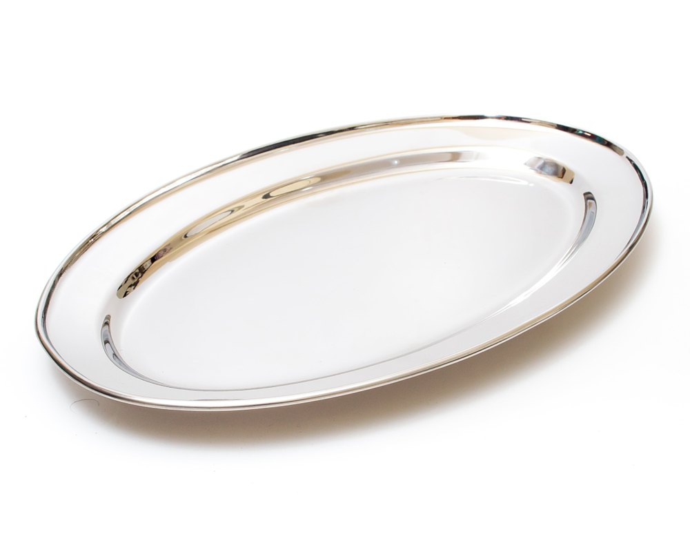 Rectangular Silver 0.7 mm Oval Platter, For Home, Packaging Type: Carton