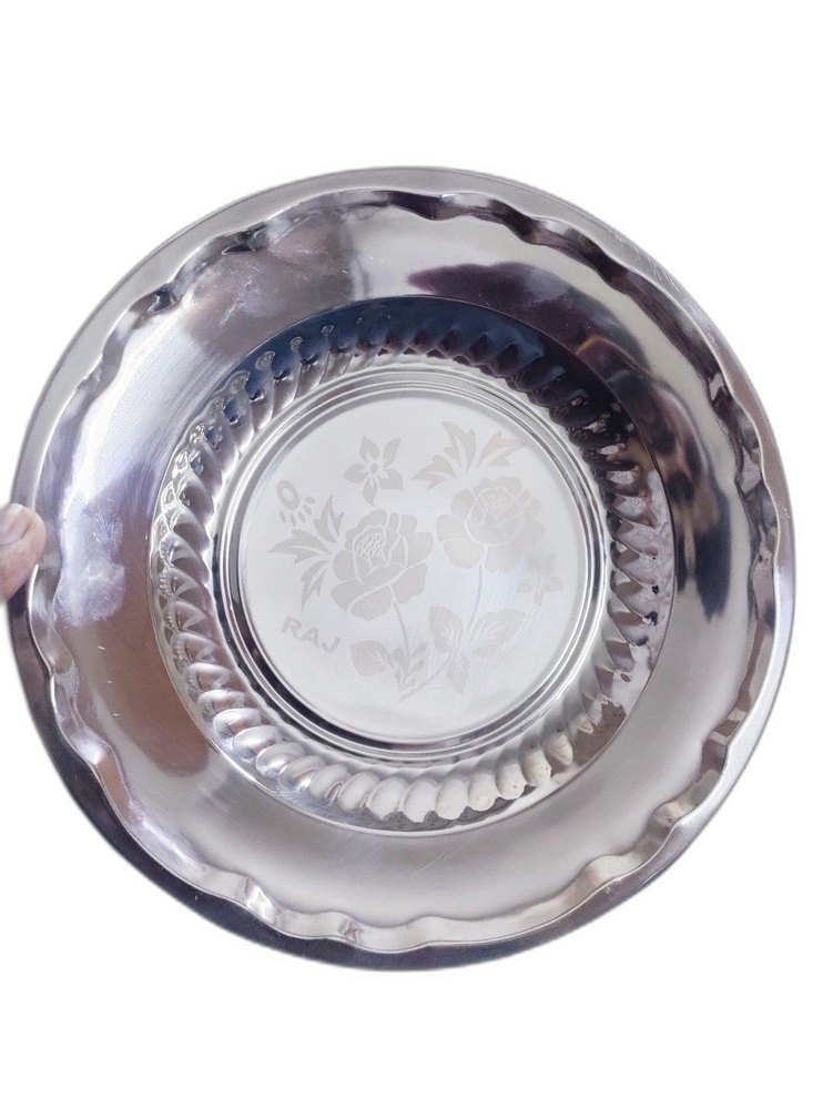 Silver Round Raj Stainless Steel Soup Plate, For Kitchen