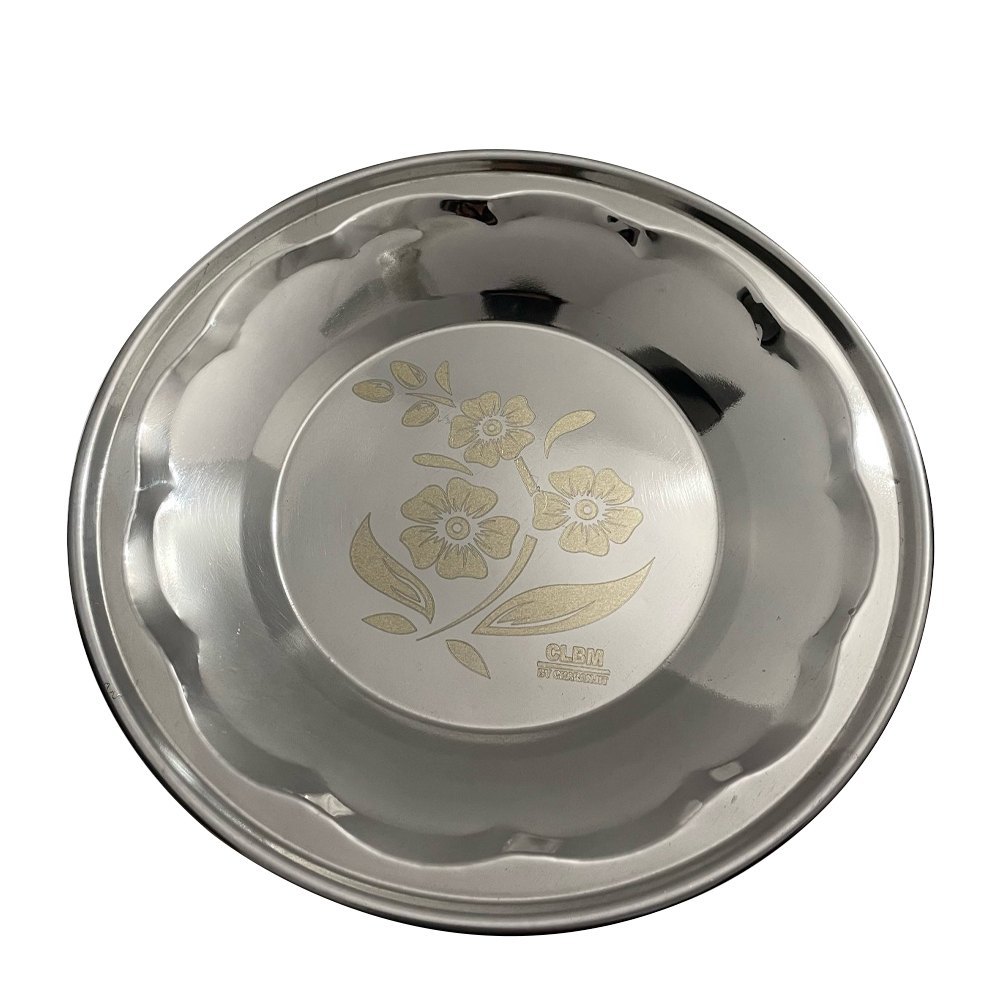 Round Silver Stainless Steel Border Soup Plate, For Kitchen