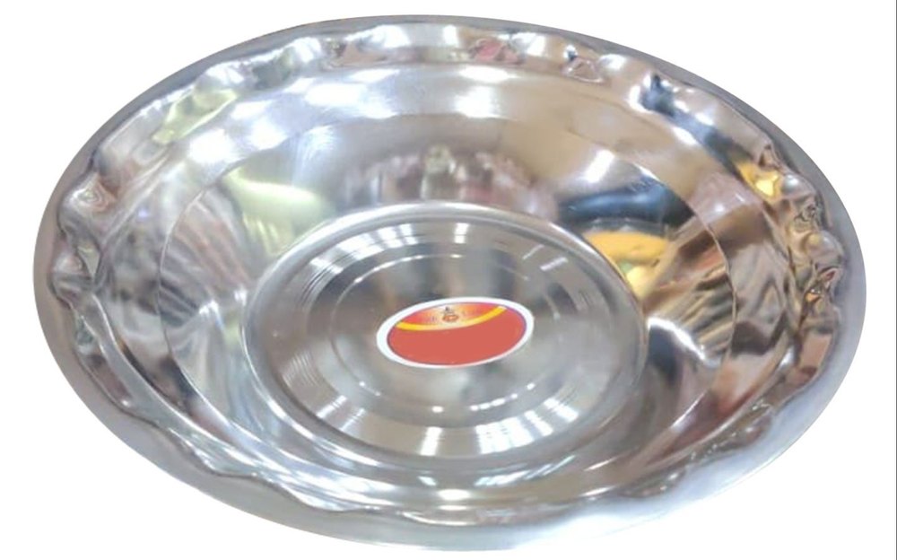 Silver Round SS202 Stainless Steel Soup Plate, For Kitchen