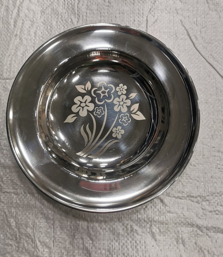 Metal Round Stainless Steel Soup Dish With Laser Print