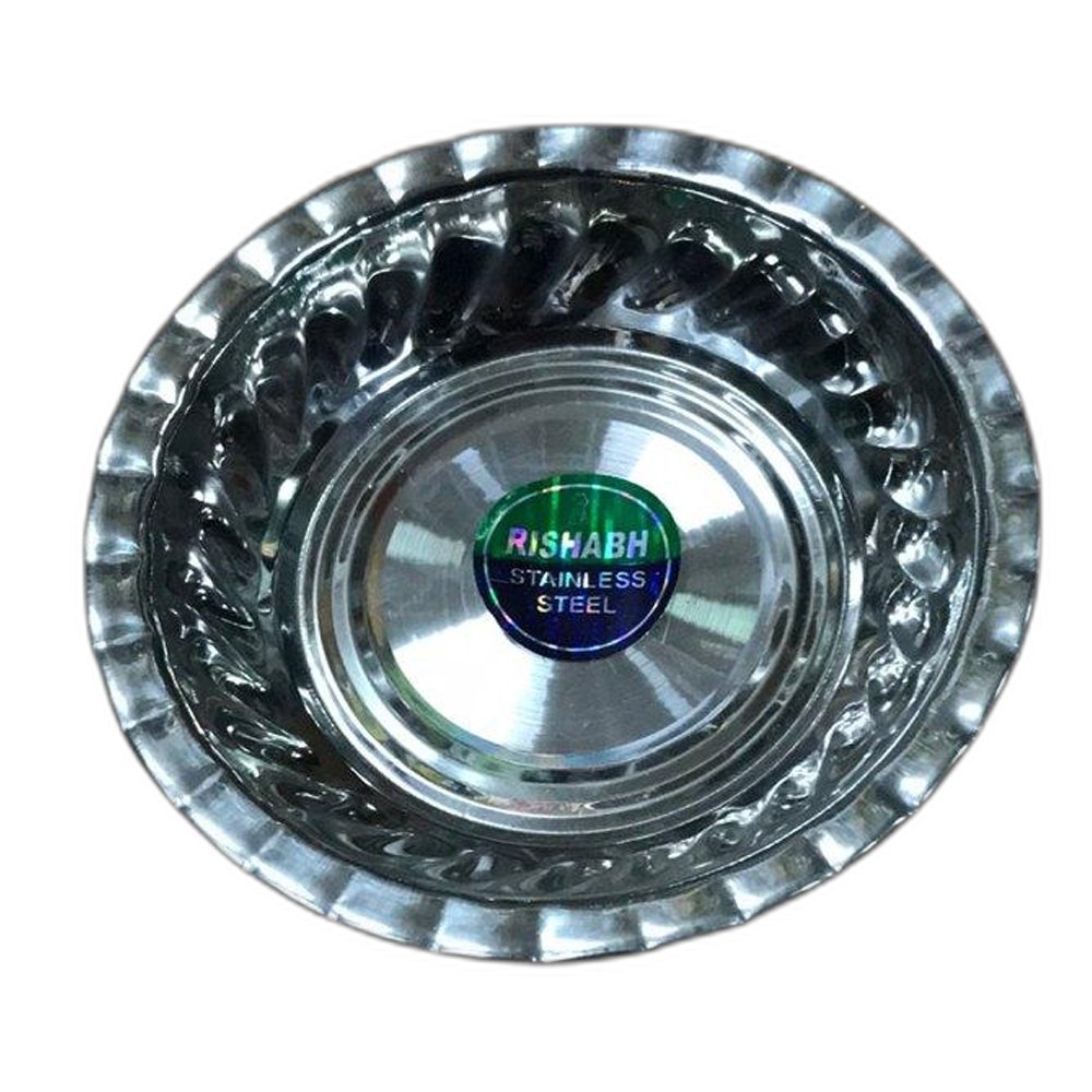 Silver Round Stainless Steel Soup Plate