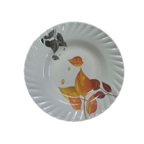 AI White Printed Melamine Soup Plates