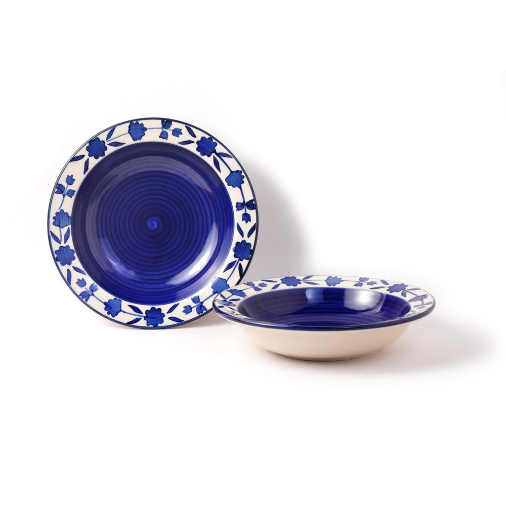 Ceramic Blue Soup Plate, For Home, Size: 7 Inch