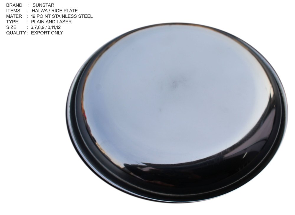 SS Silver Halwa Or Rice Plate, For Hotel, Size: 20 Inch