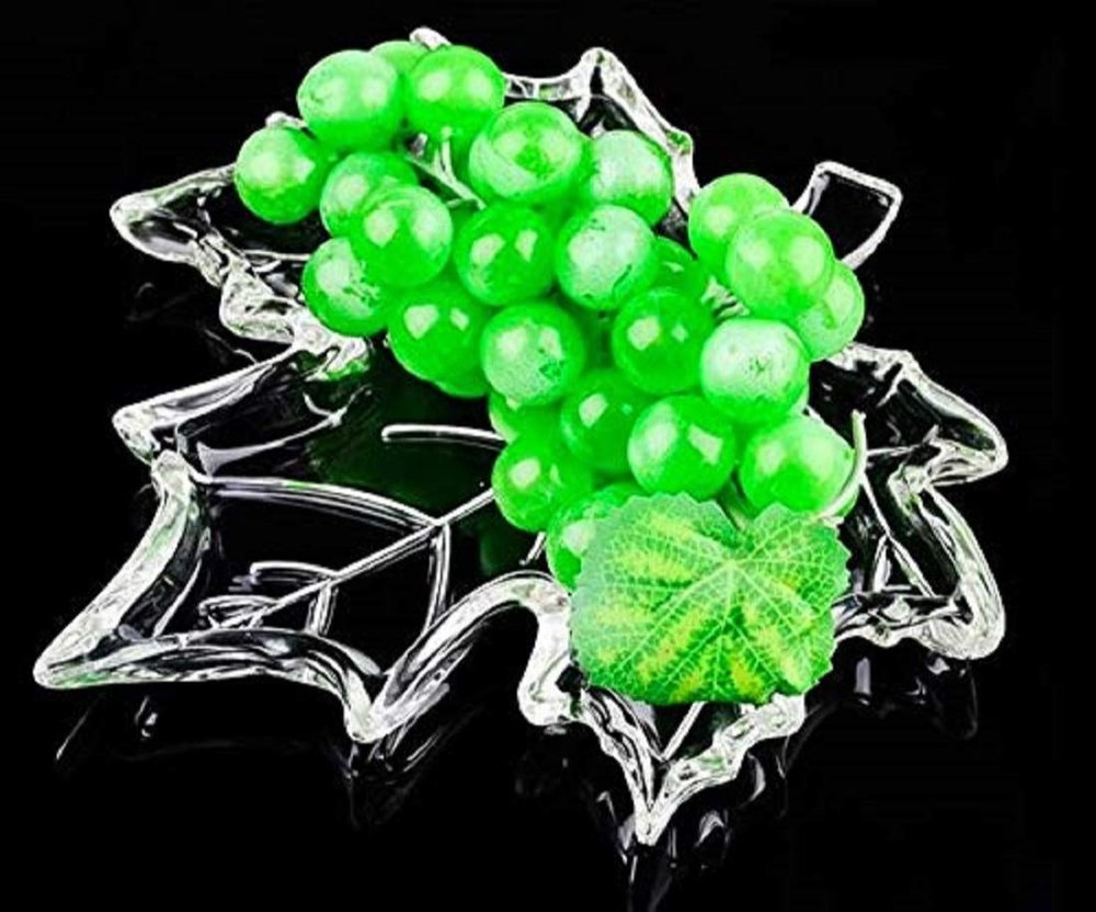 Glass Transparent Leaf Shape Fruit Plate, Size: Medium