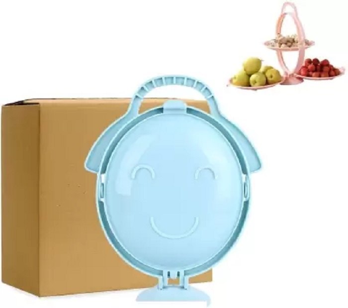 Plastic Multicolor Foldable Fruit Plate 3 In 1