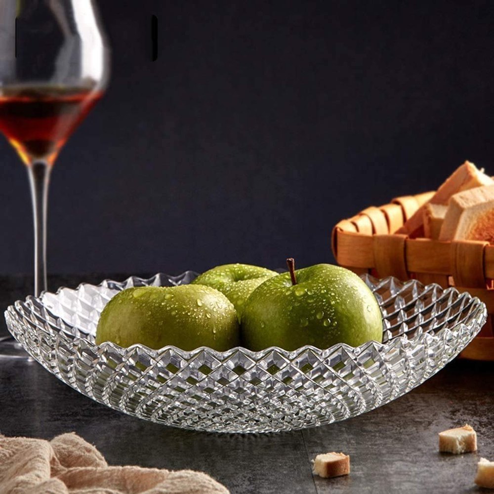 Smart Glass Fruit Plate/Bowl 9 Inch, For Restaurant, Size: 1.2 L