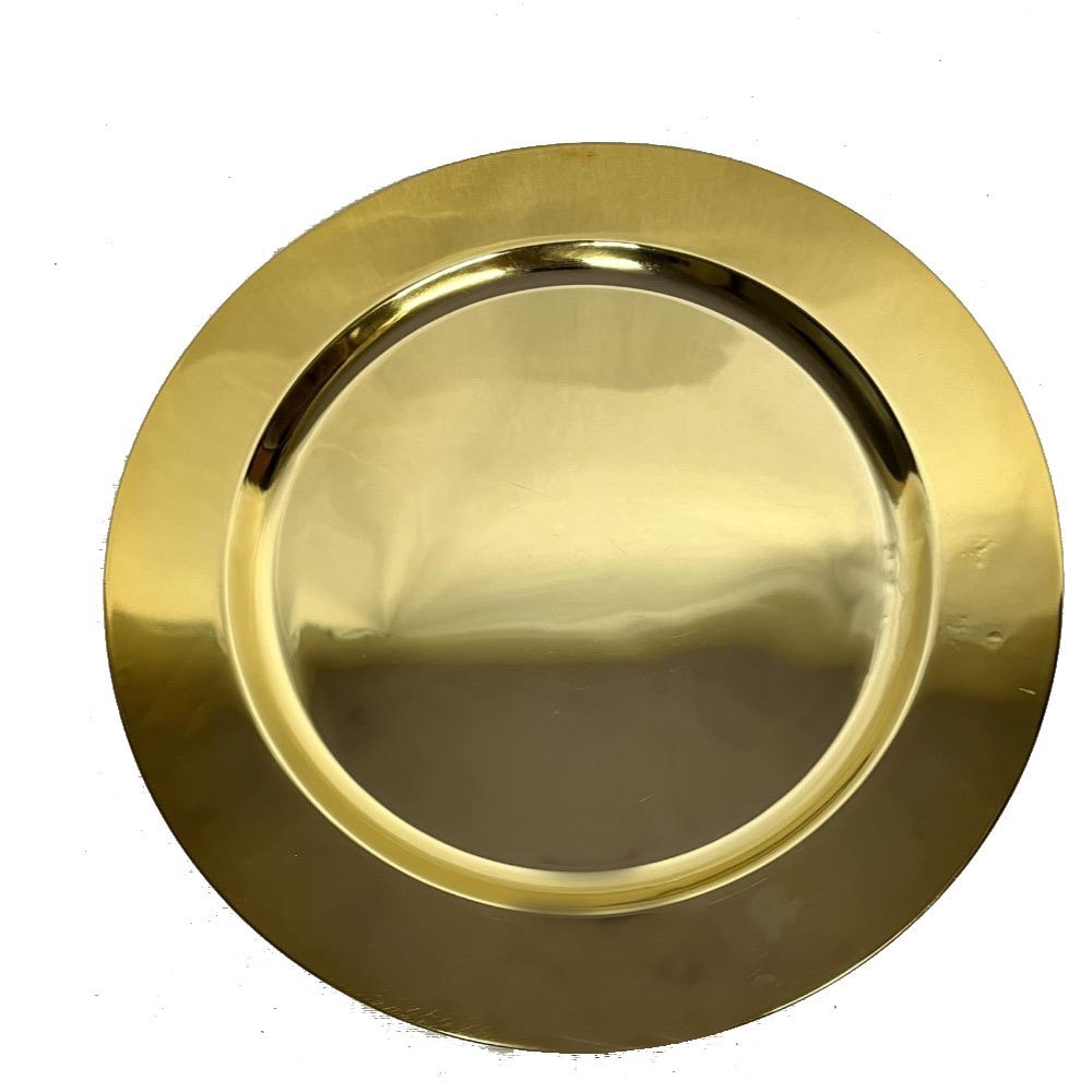 Plain Golden Steel Rounded Charger Plate, For Hotel
