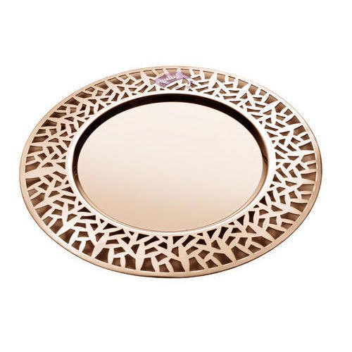 Venus Stainless Steel Gold Plated Charger Plate, For Hotel