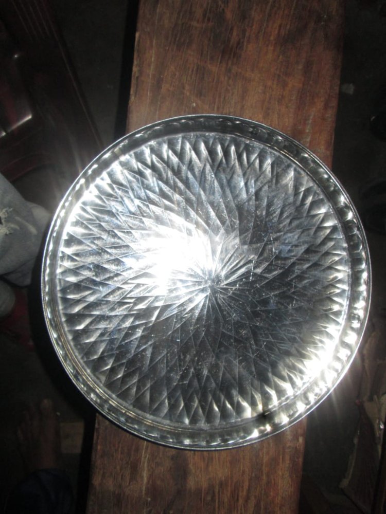 Silver Round Aluminium Serving Plate