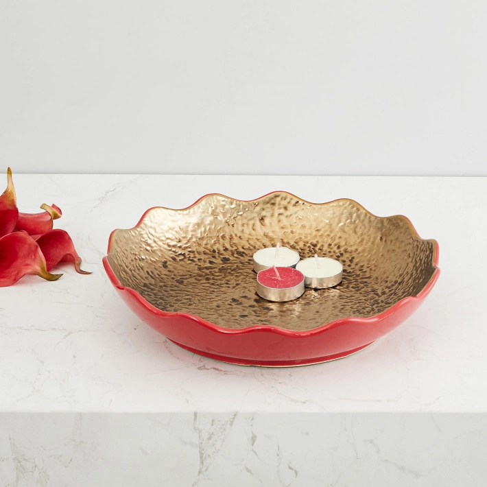 Homendoco Brass Textured Round Bowl, For Decoration, Size: 11 Cm