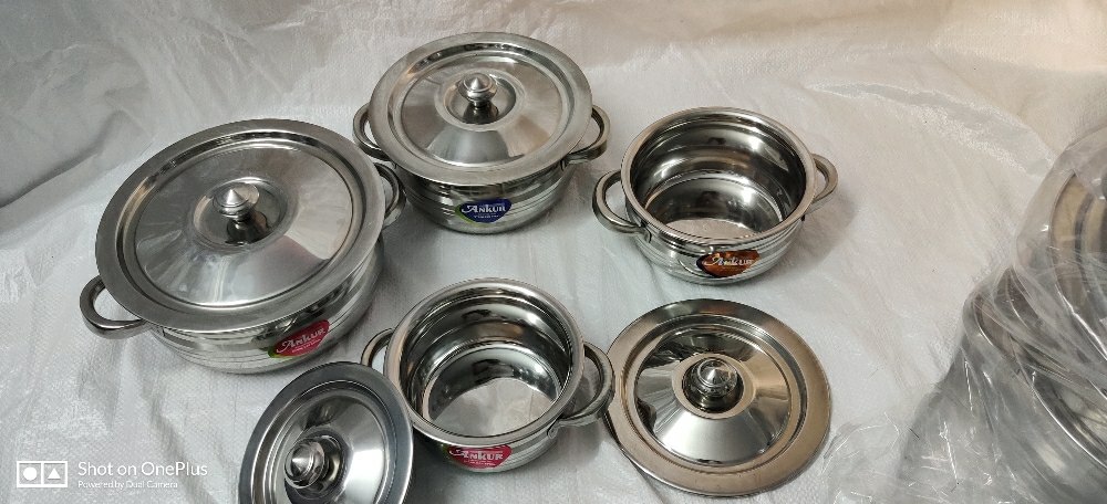 SS Serving Dish Pot, For Home, Shape: Round