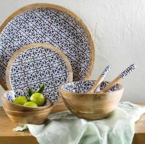 Printed Round Antique Wooden Bowl, For Event