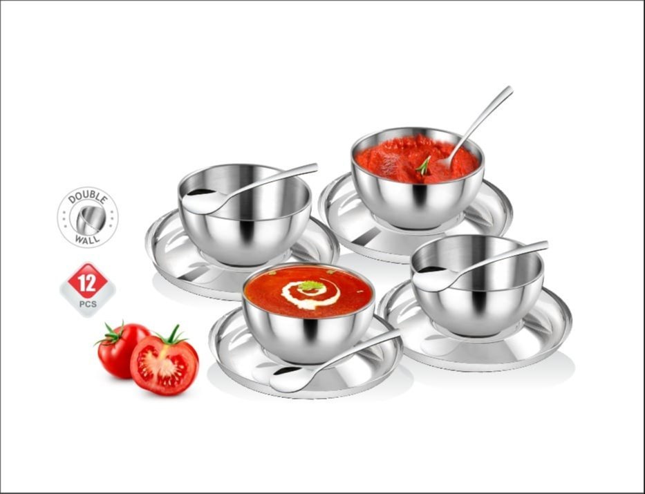 Losange Silver Tonique Soup Bowl Set 12 P, For Home