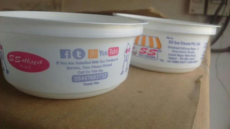 Alpha Polypack White, Printed Plastic Ice Cream Cup