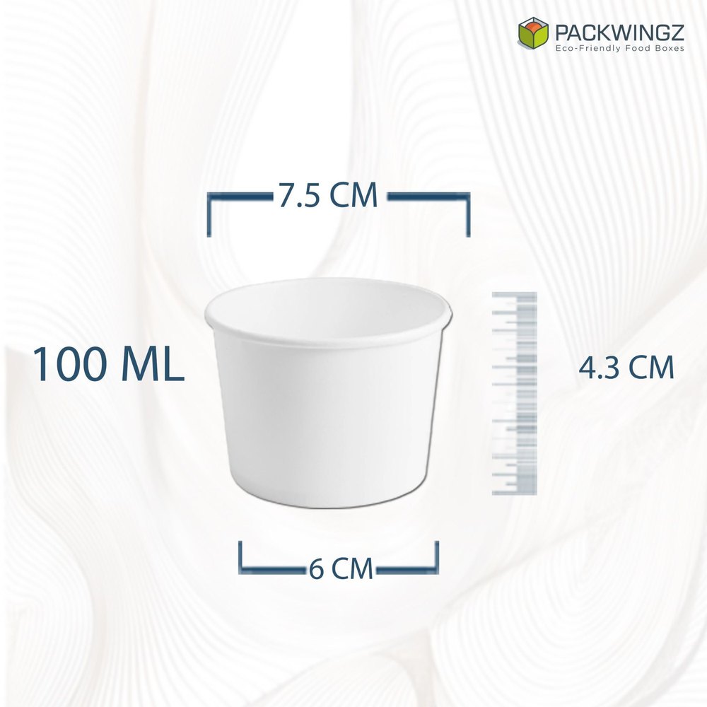 White Round 100 Ml Ice Cream Cup, Set Contains: 60