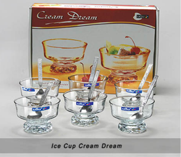 Glass Transparent Ice Cup Cream Dream, Set Contains: 6